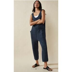 Free People Beach Hailee Knit Sleeveless Jumpsuit Blue NWOT L